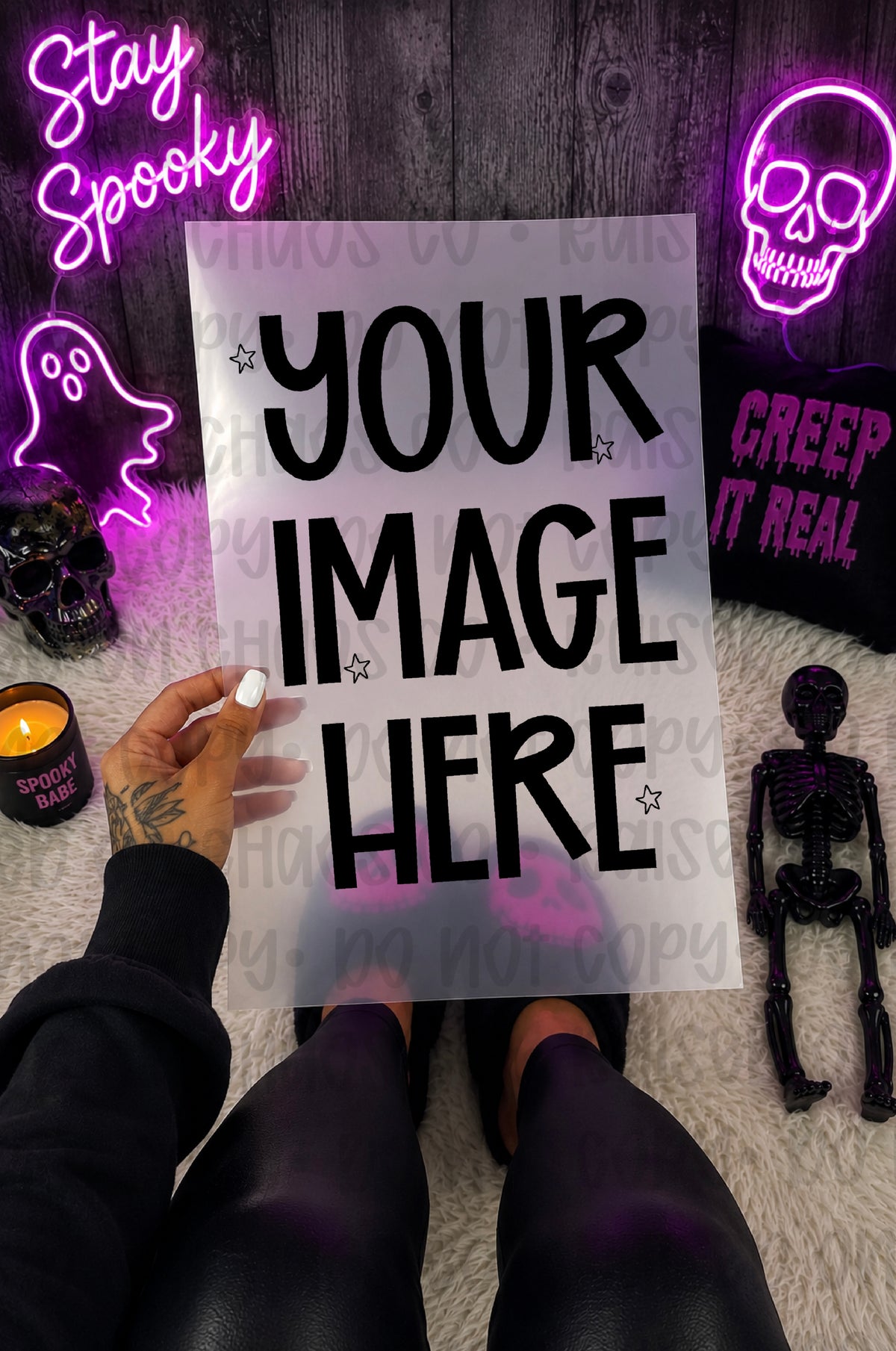 Neon Spooky DTF Film Mock-up