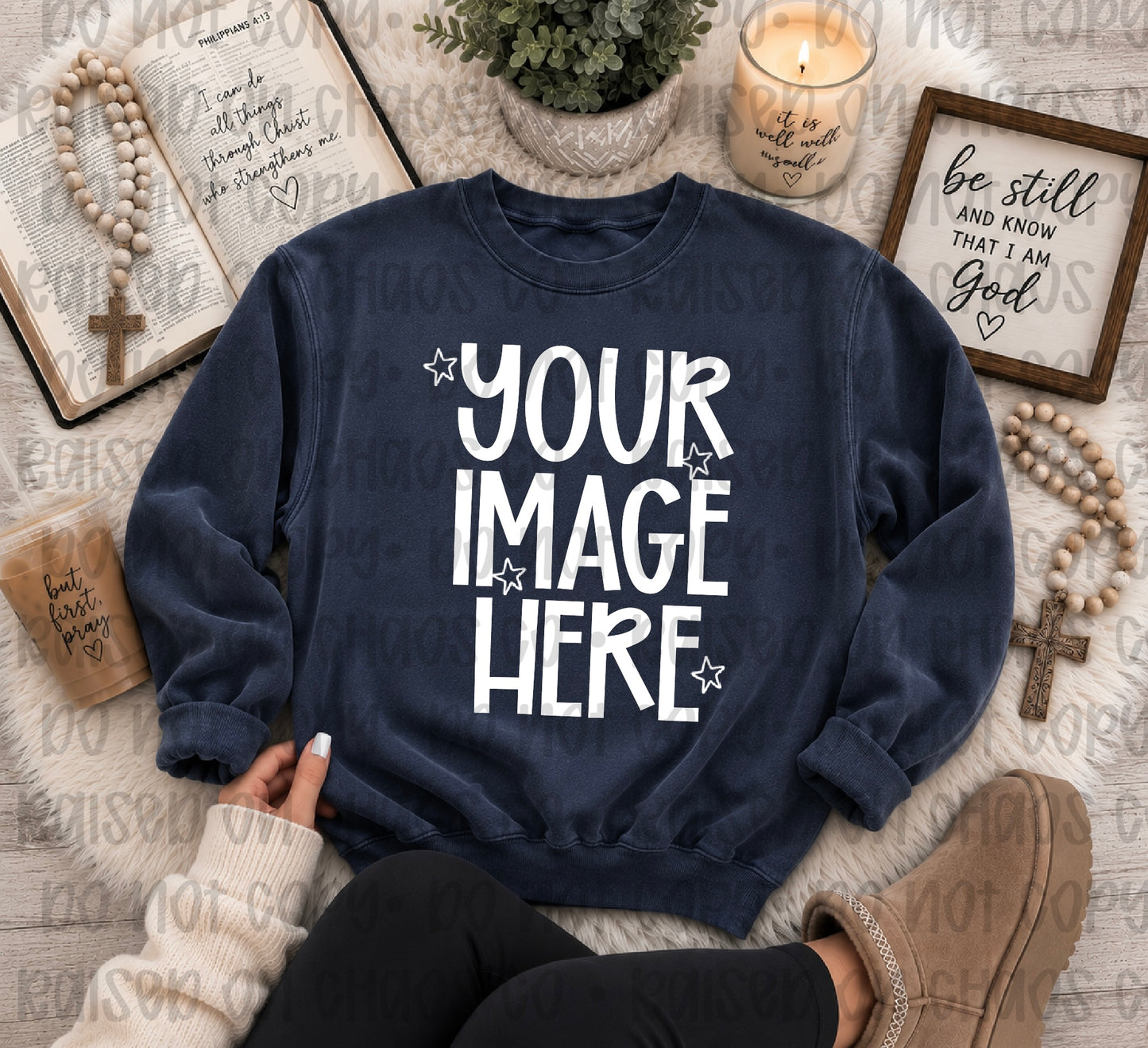 Cute Faith CC Sweatshirt Mock-up - Navy