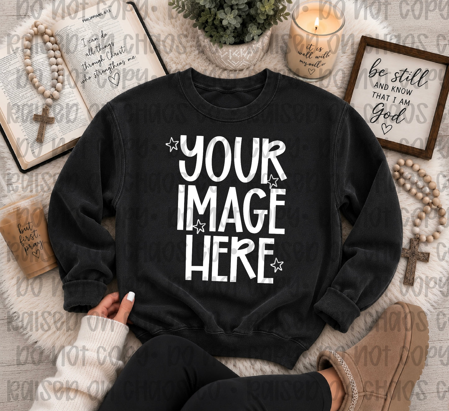 Cute Faith CC Sweatshirt Mock-up - Black