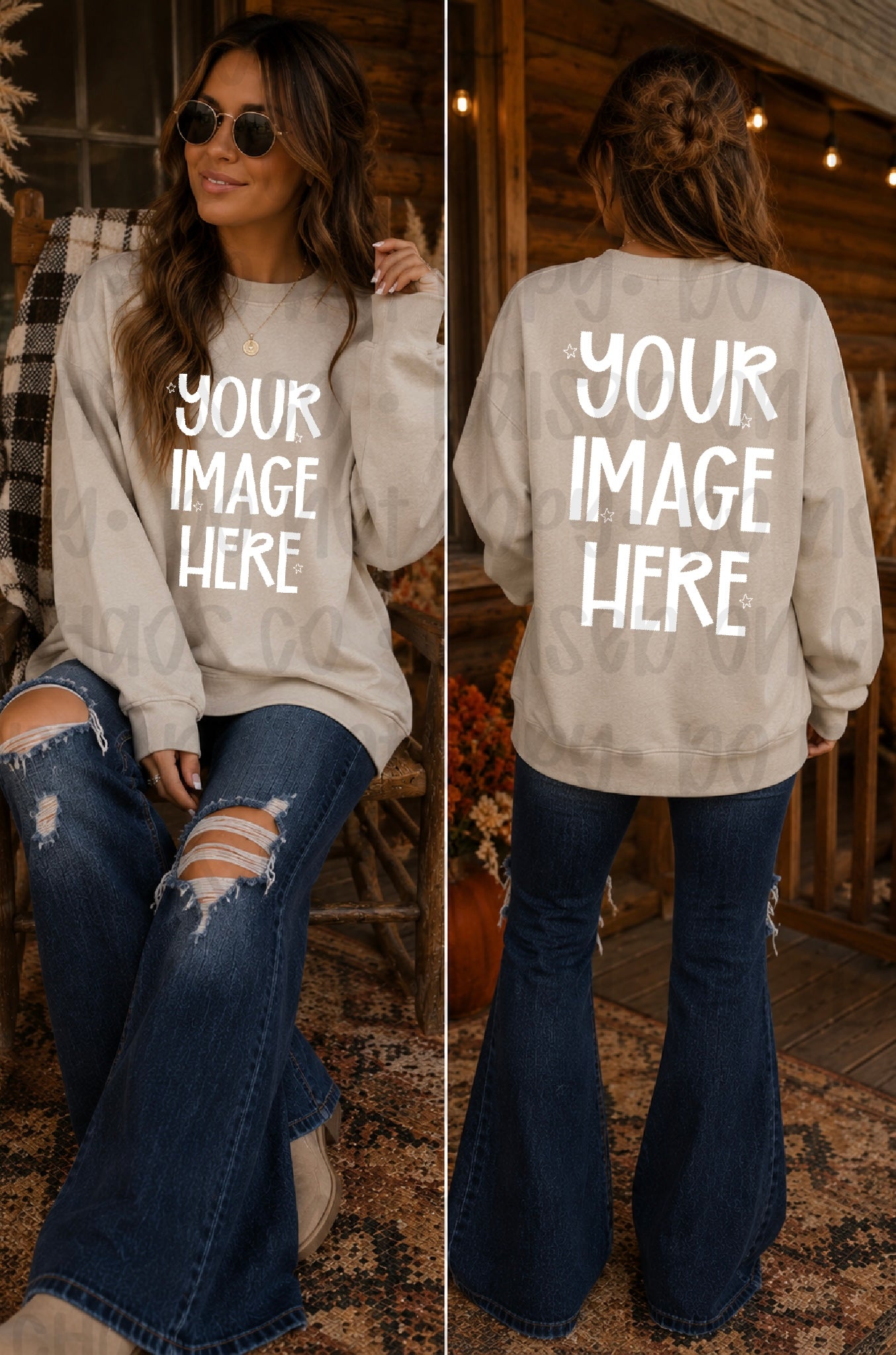 Fall Themed CC Sweatshirt Mock-up - Sand