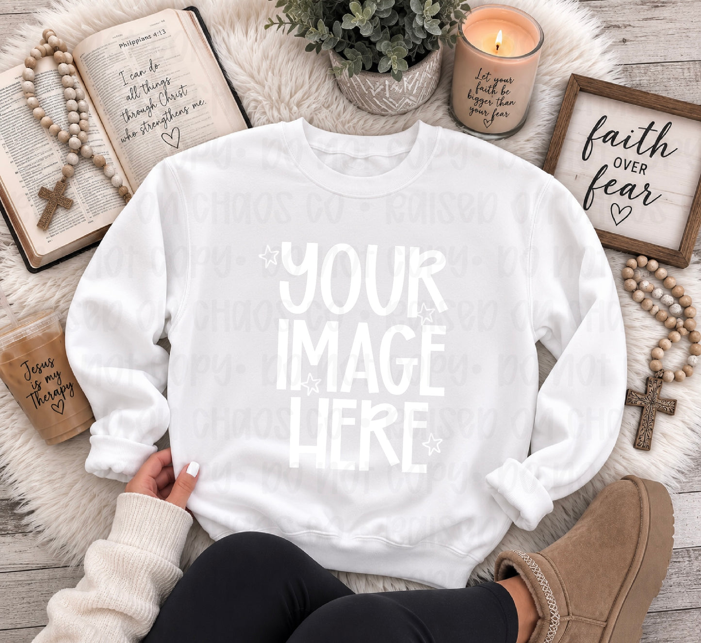 Cute Faith CC Sweatshirt Mock-up - White