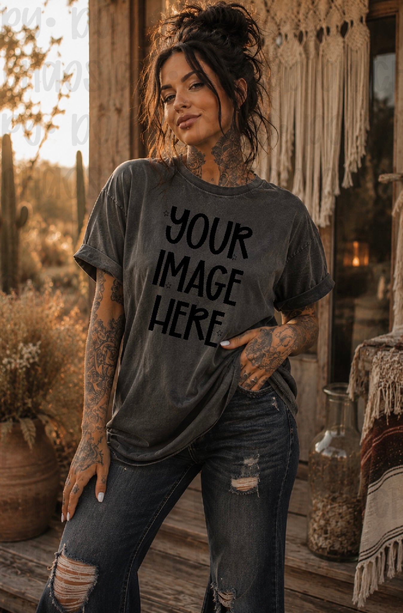 Boho Themed CC Tee Mock-up - Pepper