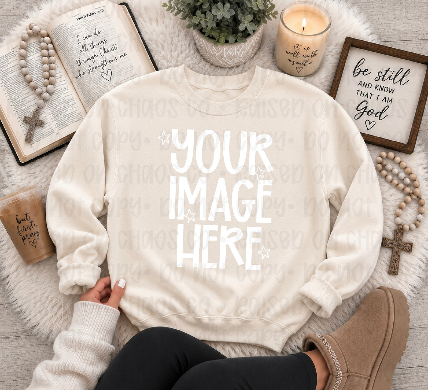 Cute Faith CC Sweatshirt Mock-up - Ivory