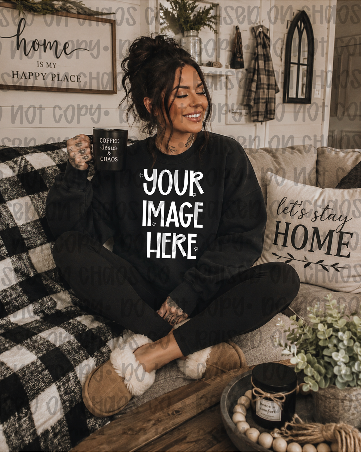 Farmhouse Themed Sweatshirt Mock-up - Black