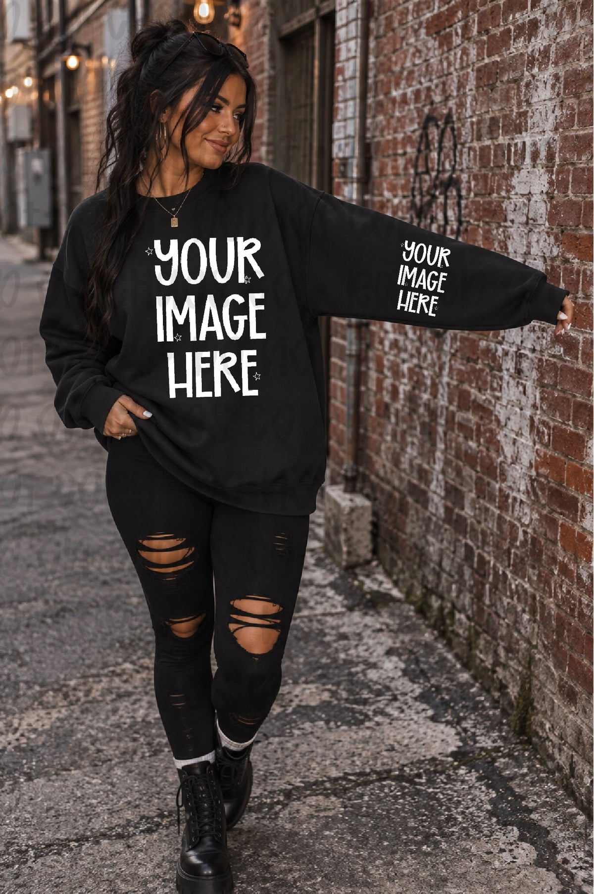 Preppy Sweatshirt Mock-up - Black