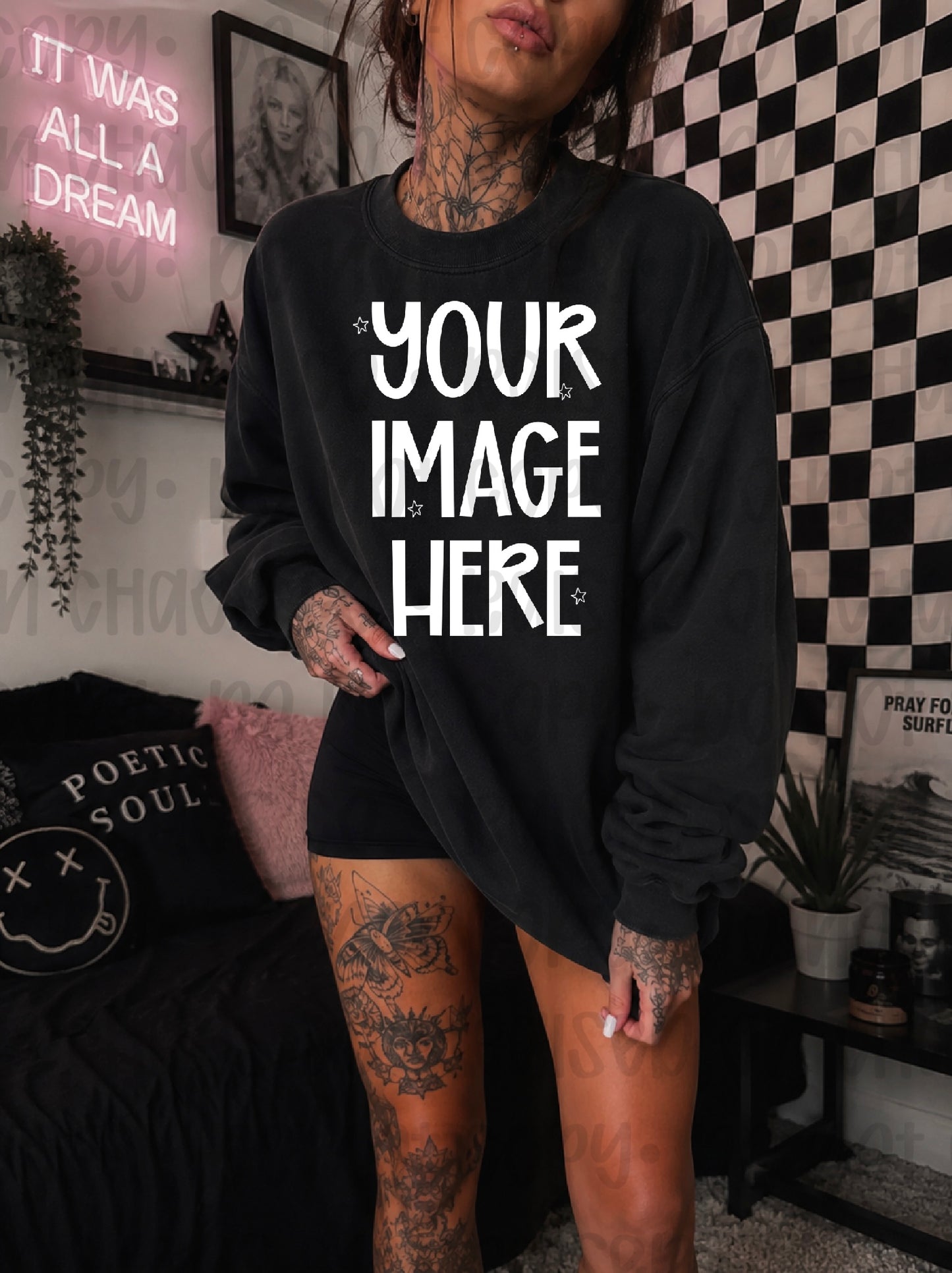 Edgy Themed CC Sweatshirt Mock-up- Black