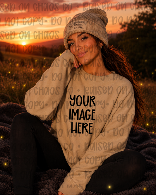 Boho Themed Sweatshirt Mock-up - Sand