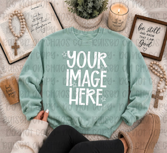 Cute Faith CC Sweatshirt Mock-up - Seafoam