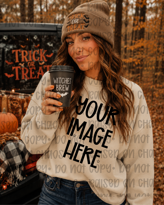 Fall Themed Sweatshirt Mock-up- Sand