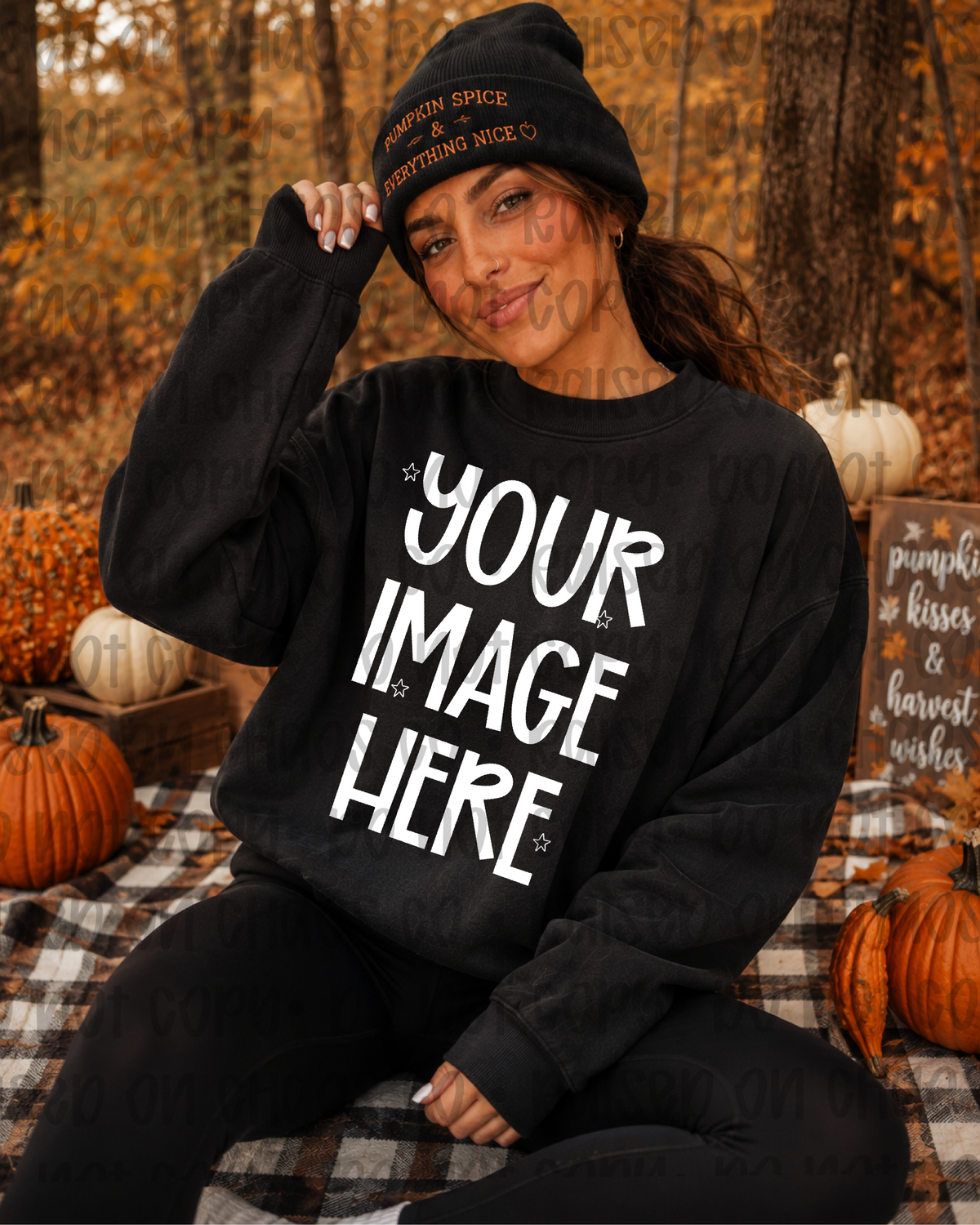 Fall Themed Sweatshirt Mock-up -Black