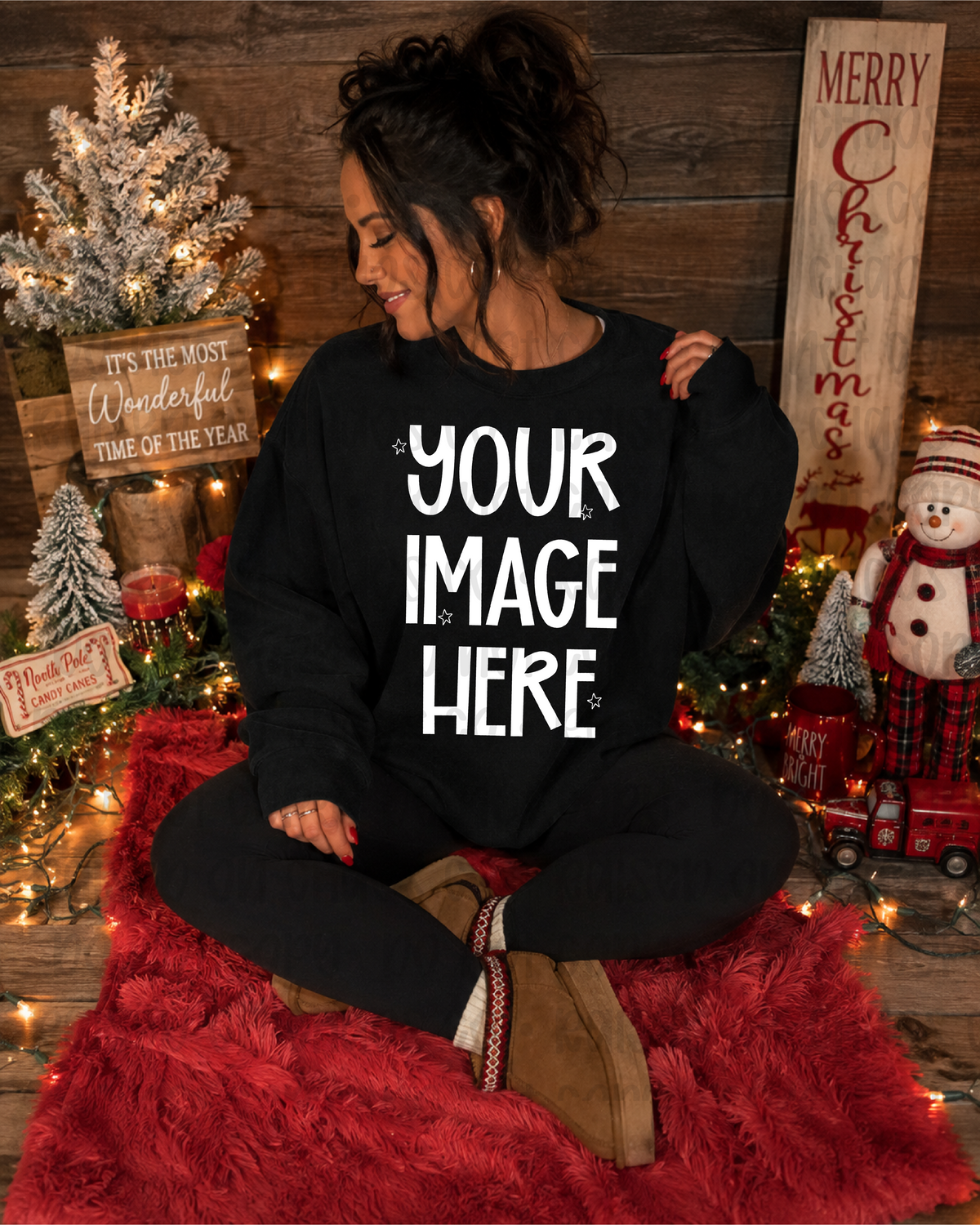 Christmas Themed Sweatshirt Mock-up - Black