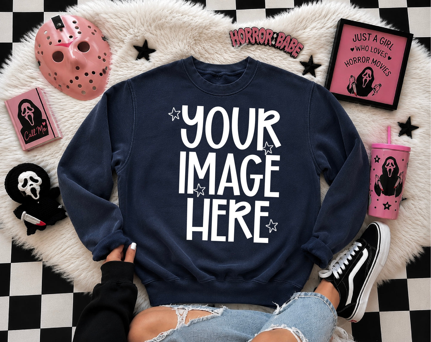 6 Cute Horror Mock-ups On Comfort Color Sweatshirts