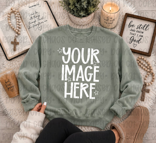 Cute Faith CC Sweatshirt Mock-up - Sage