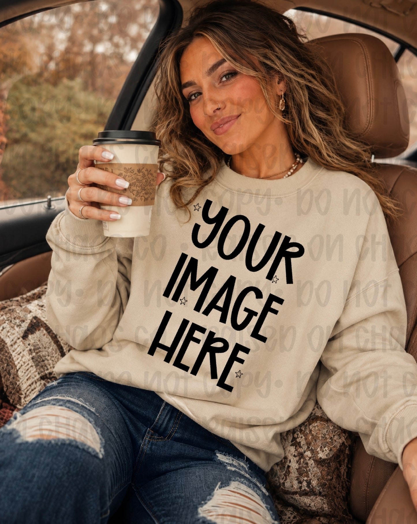 Retro Themed CC Sweatershirt Mockup - Sand