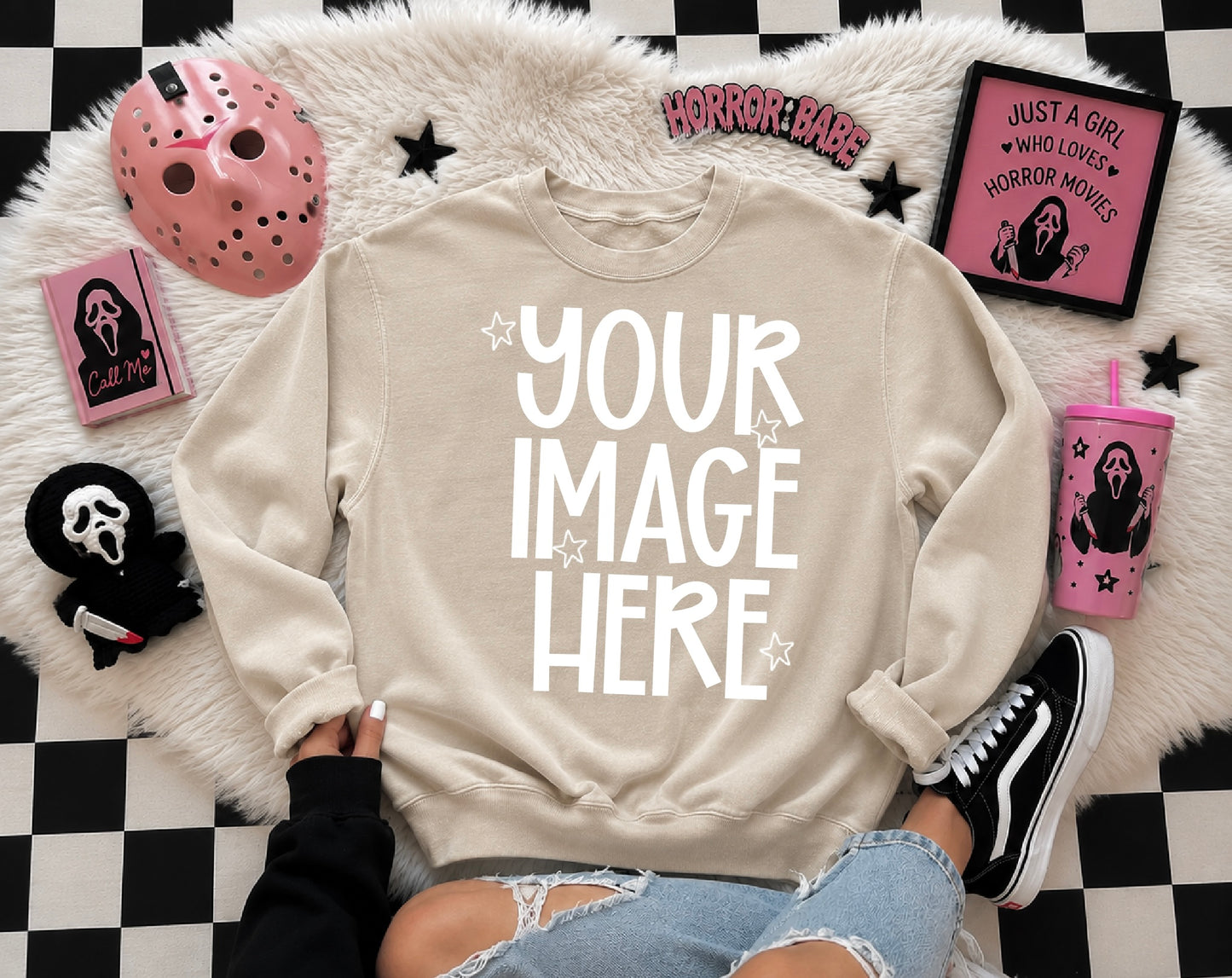 6 Cute Horror Mock-ups On Comfort Color Sweatshirts