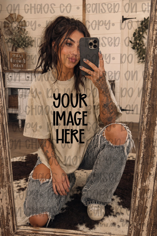 Farmhouse Themed Shirt Mock-up - Sand