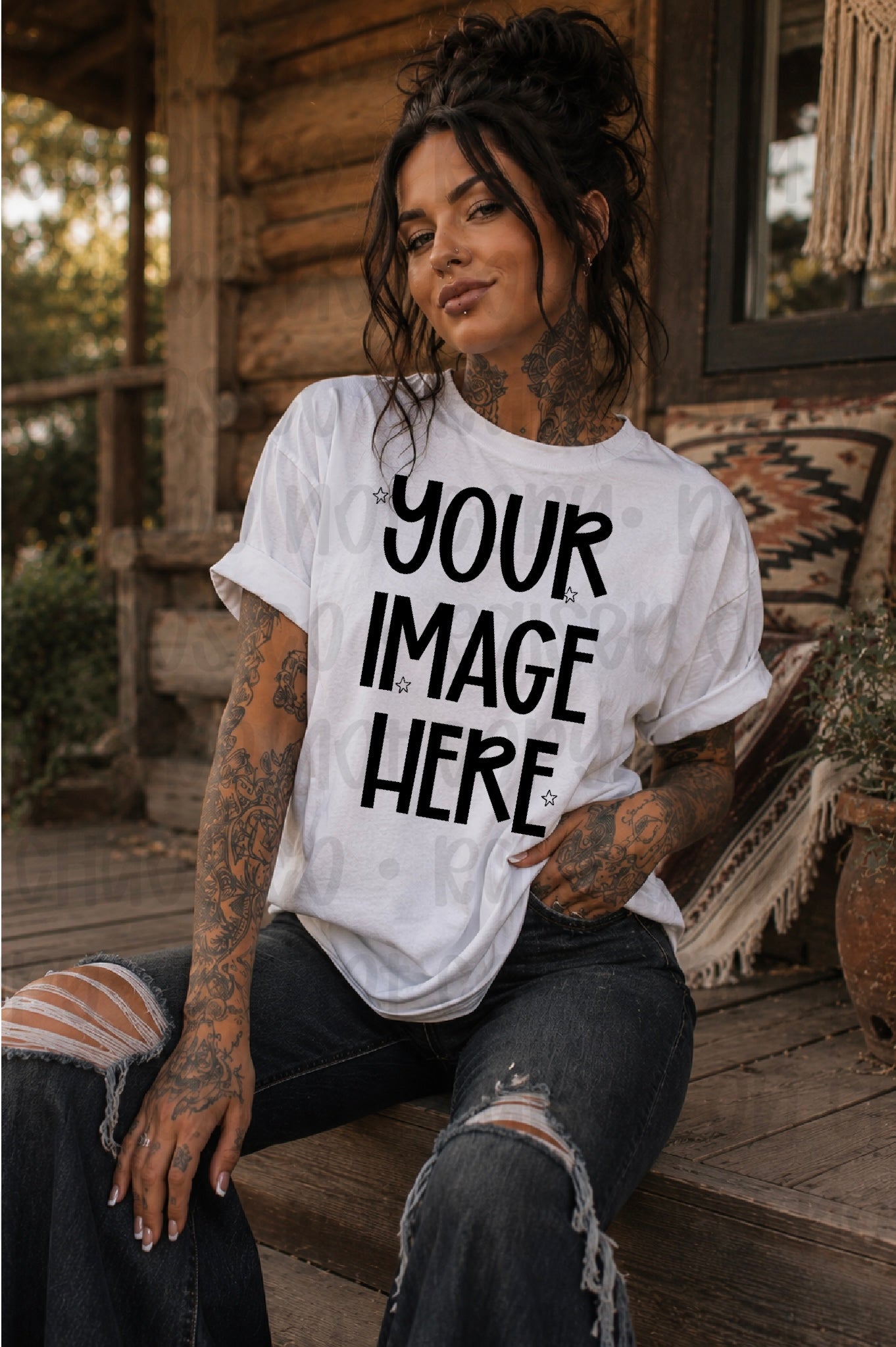 Boho Themed CC Tee Mock-up - White