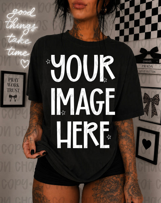 Preppy Edgy Themed CC Tee Mock-up- Black