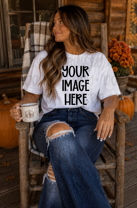 Fall Themed CC Tee Mock-up - White