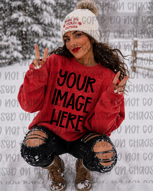 Winter Themed Sweatshirt Mock-up - Red