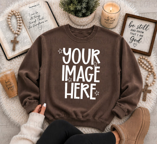 Cute Faith CC Sweatshirt Mock-up - Brown