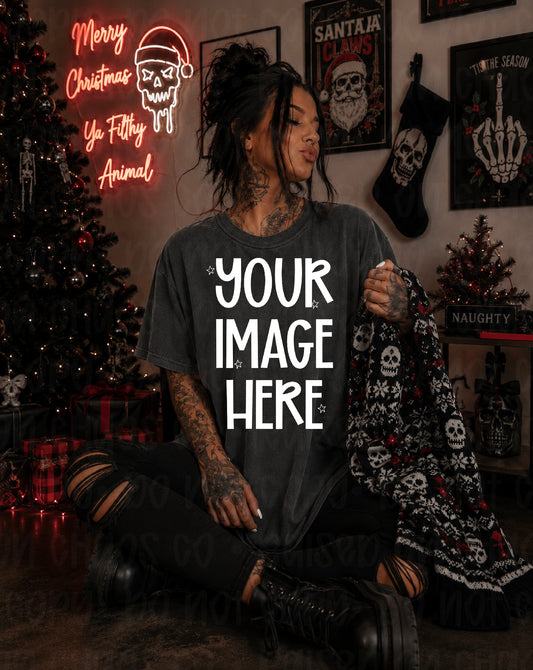 Edgy Christmas Themed CC Tee Mock-up - Pepper