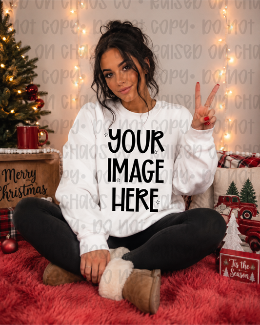 Christmas Themed Sweatshirt Mock-up - White