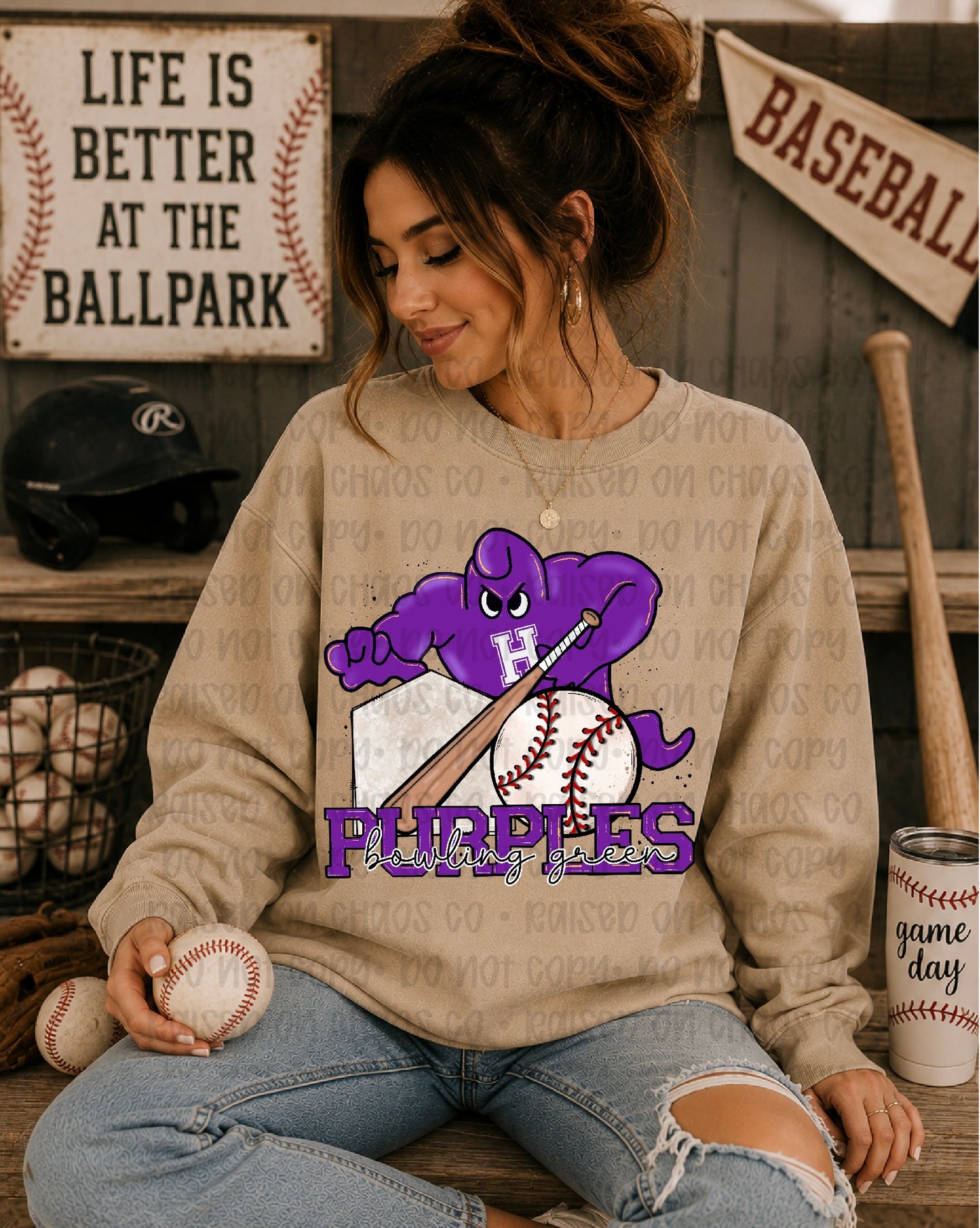 School Purples BG Baseball - Digital Download