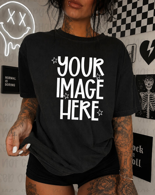 Edgy Themed CC Tee Mock-up - Black