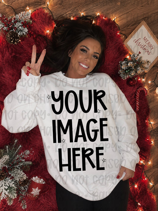 Christmas Themed Sweatshirt Mock-up - White