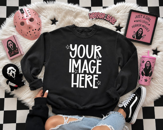 6 Cute Horror Mock-ups On Comfort Color Sweatshirts