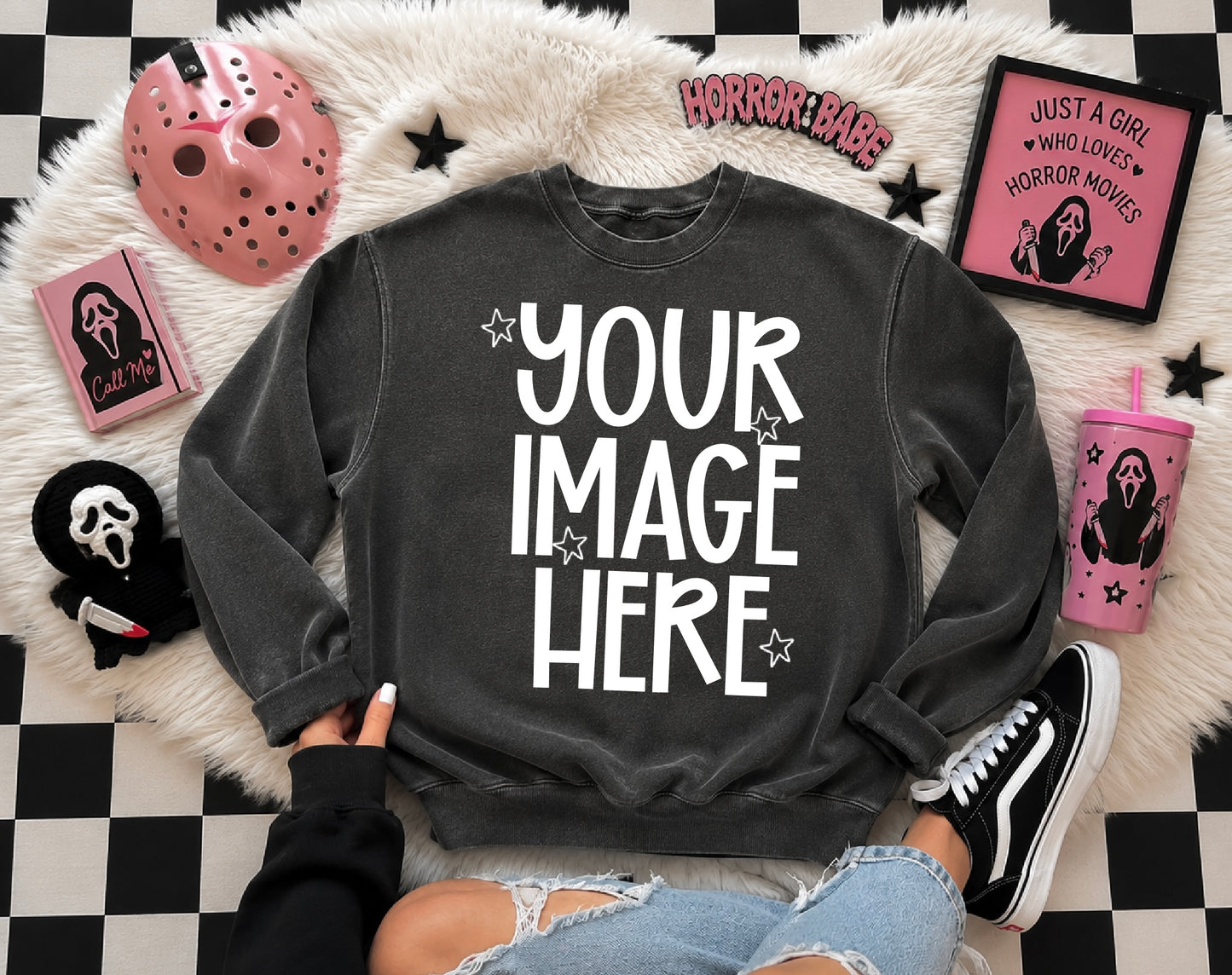 6 Cute Horror Mock-ups On Comfort Color Sweatshirts