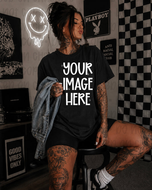 Edgy Themed CC Tee Mock-up - Black