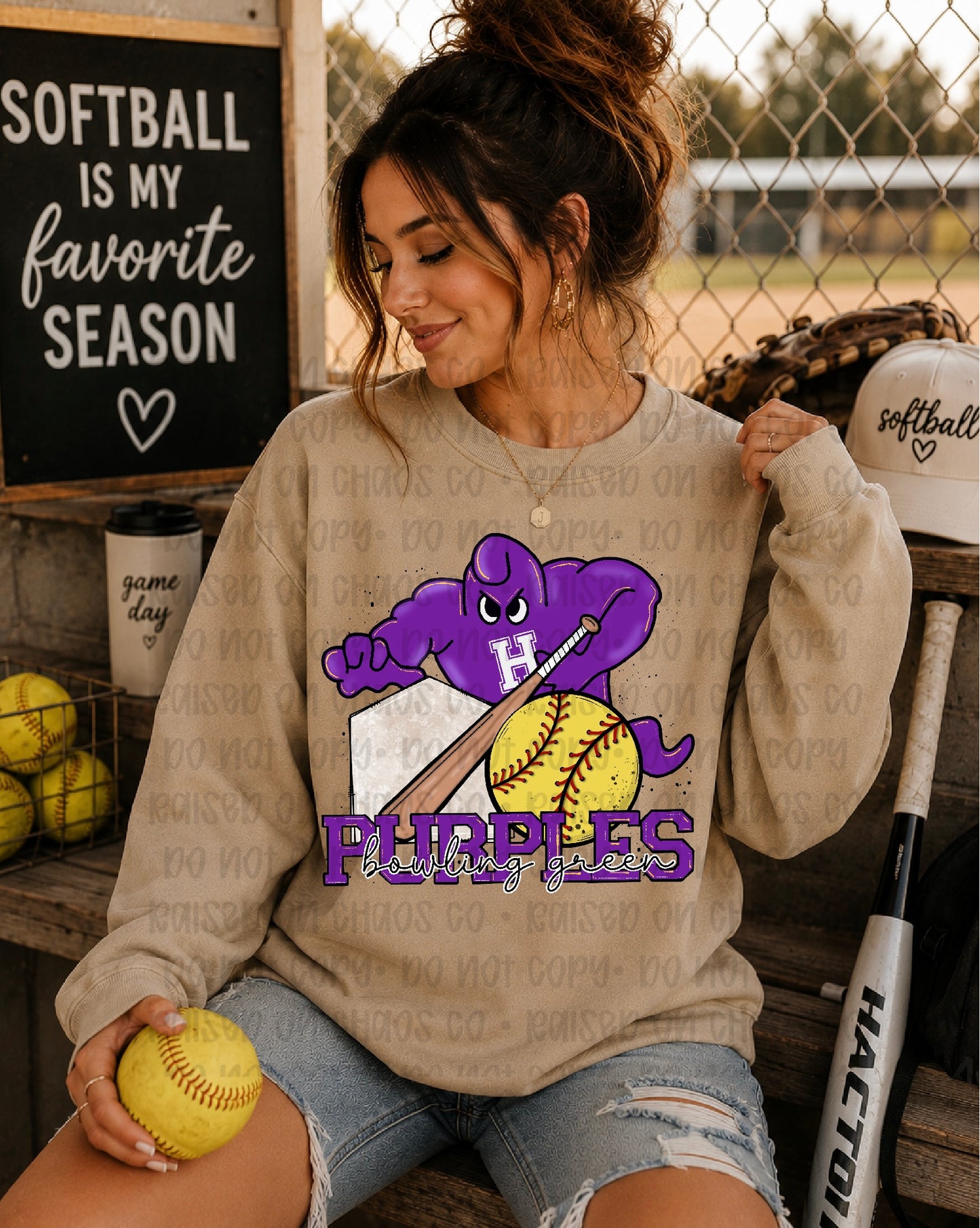 School Purples BG Softball - Digital Download