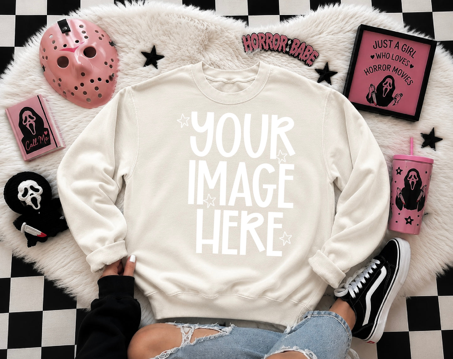 6 Cute Horror Mock-ups On Comfort Color Sweatshirts