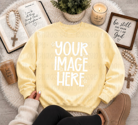 Cute Faith CC Sweatshirt Mock-up - Butter