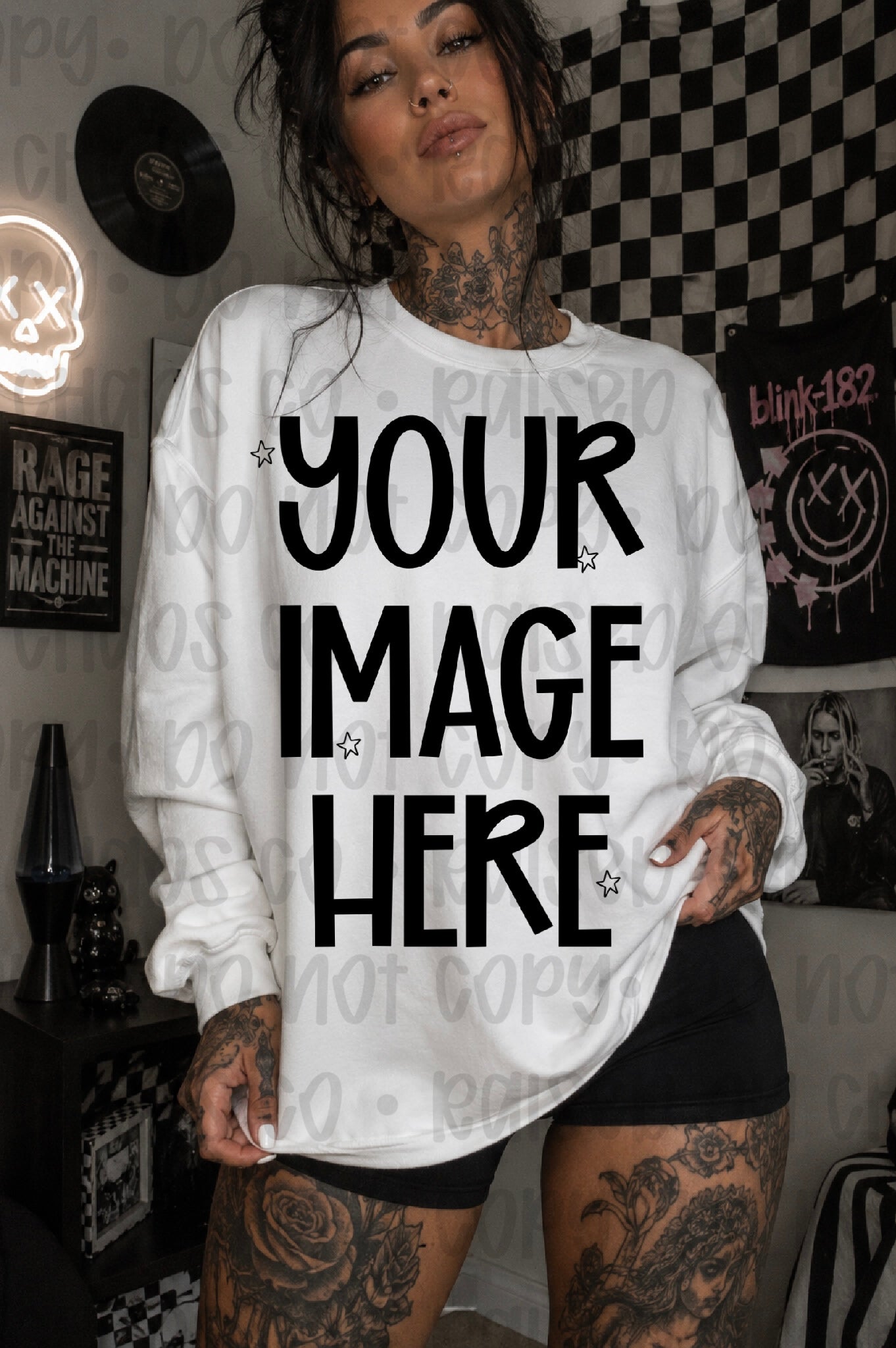 Edgy Themed CC Sweatshirt Mock-up- White