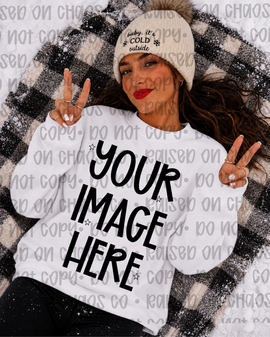 Winter Themed Sweatshirt Mock-up - White