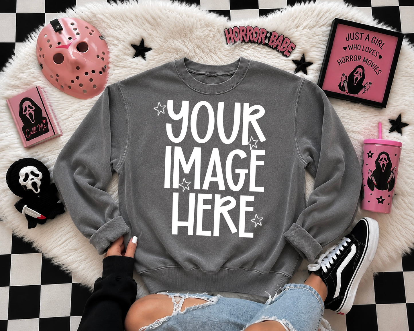 6 Cute Horror Mock-ups On Comfort Color Sweatshirts