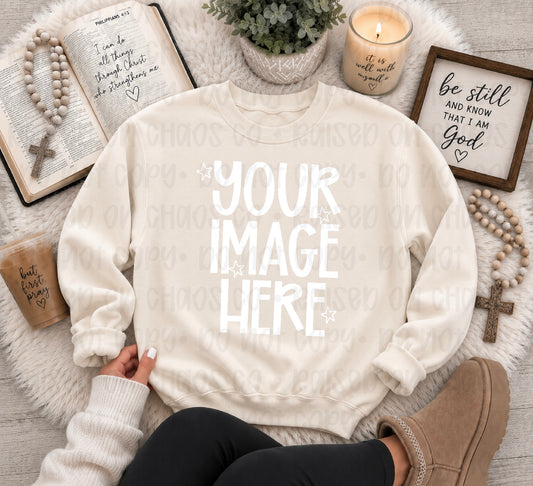 Cute Faith CC Sweatshirt Mock-up - Ivory