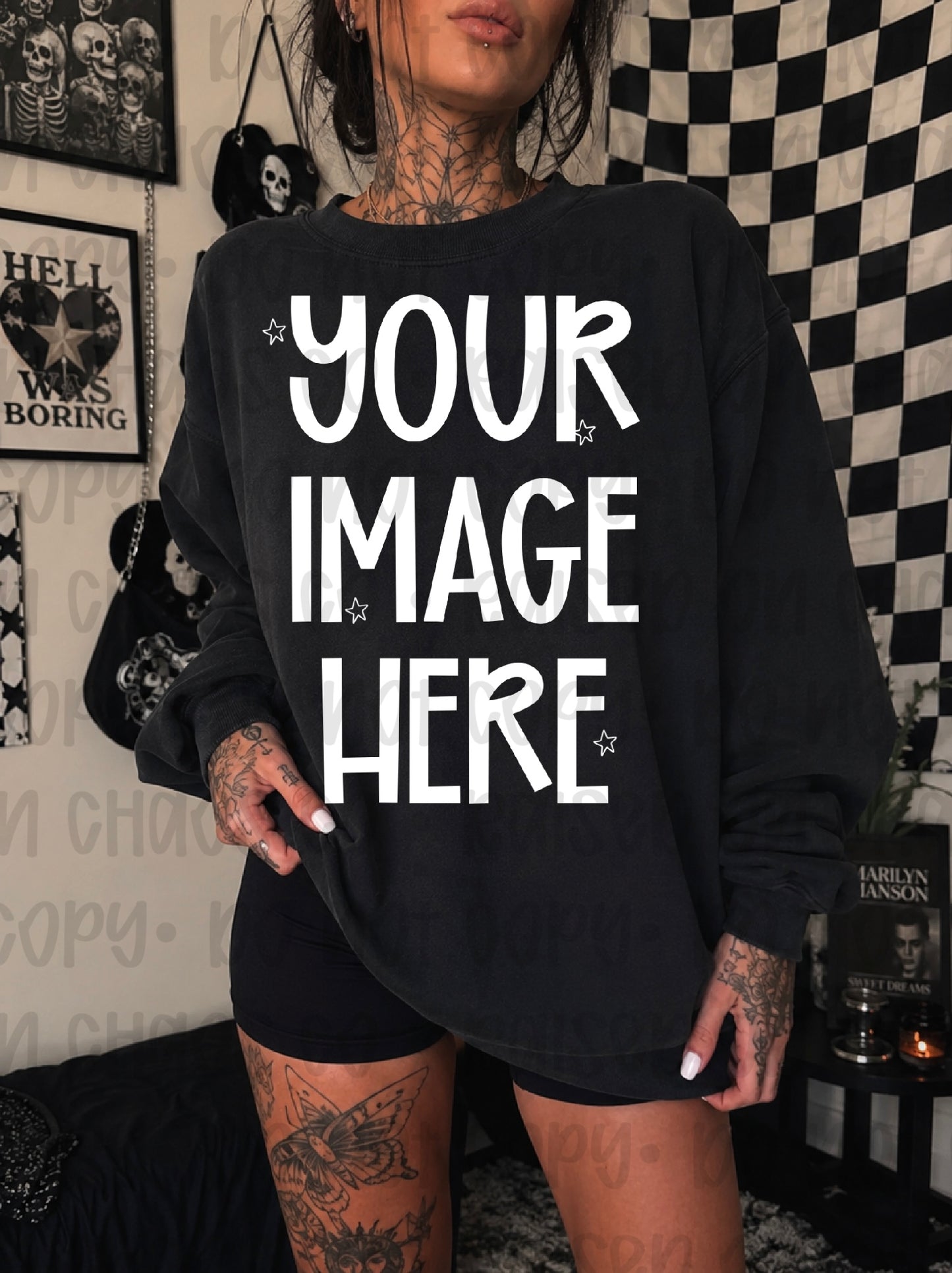 Edgy Themed CC Sweatshirt Mock-up - Black
