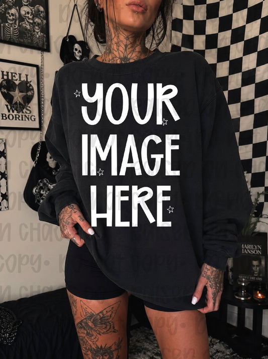 Edgy Themed CC Sweatshirt Mock-up - Black