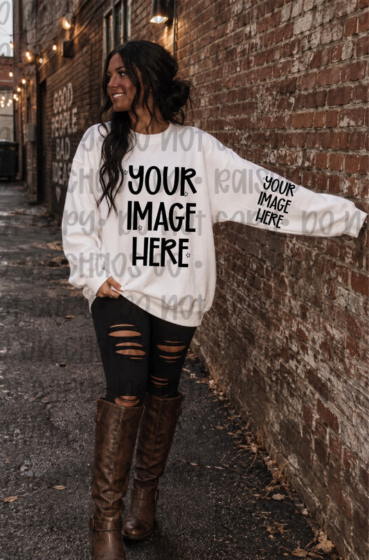 Preppy Sweatshirt Mock-up - White