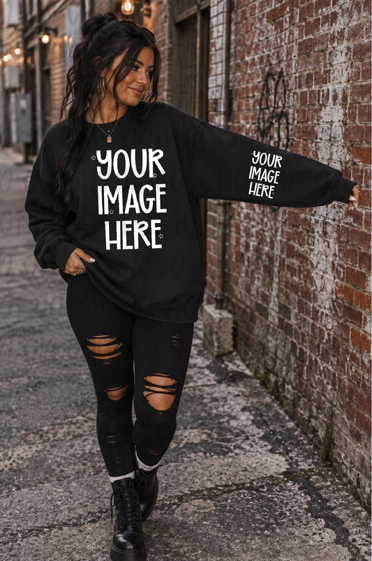 Preppy Sweatshirt Mock-up - Black