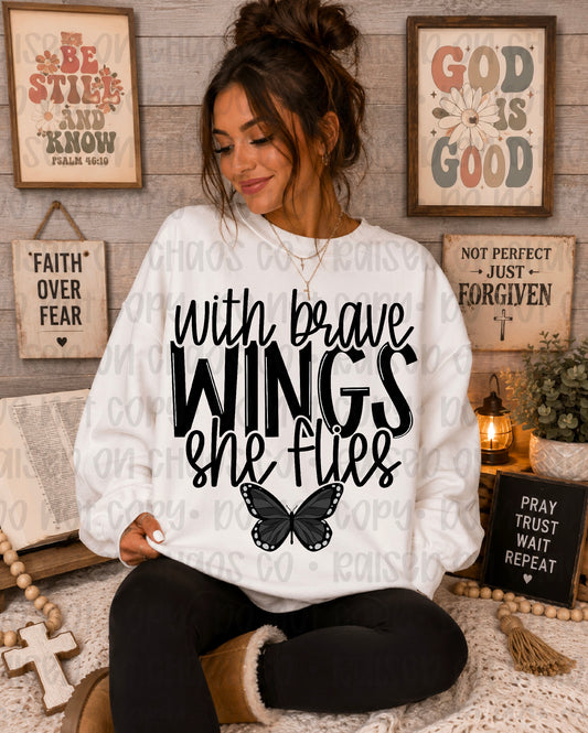 With Brave Wings Quote Digital Download