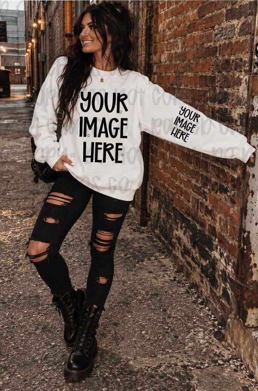 Preppy Sweatshirt Mock-up - White