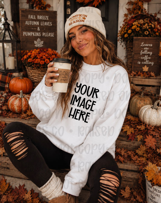 Fall Themed CC Sweatshirt Mock-up- White