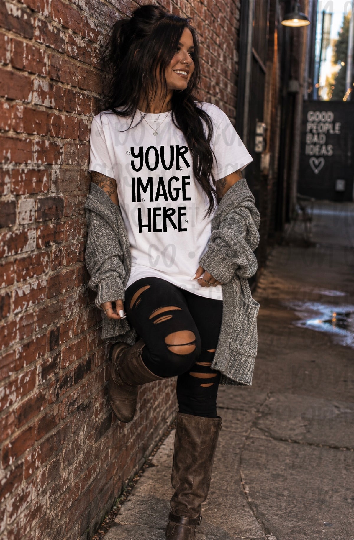 Preppy T-shirt Mock-up - White