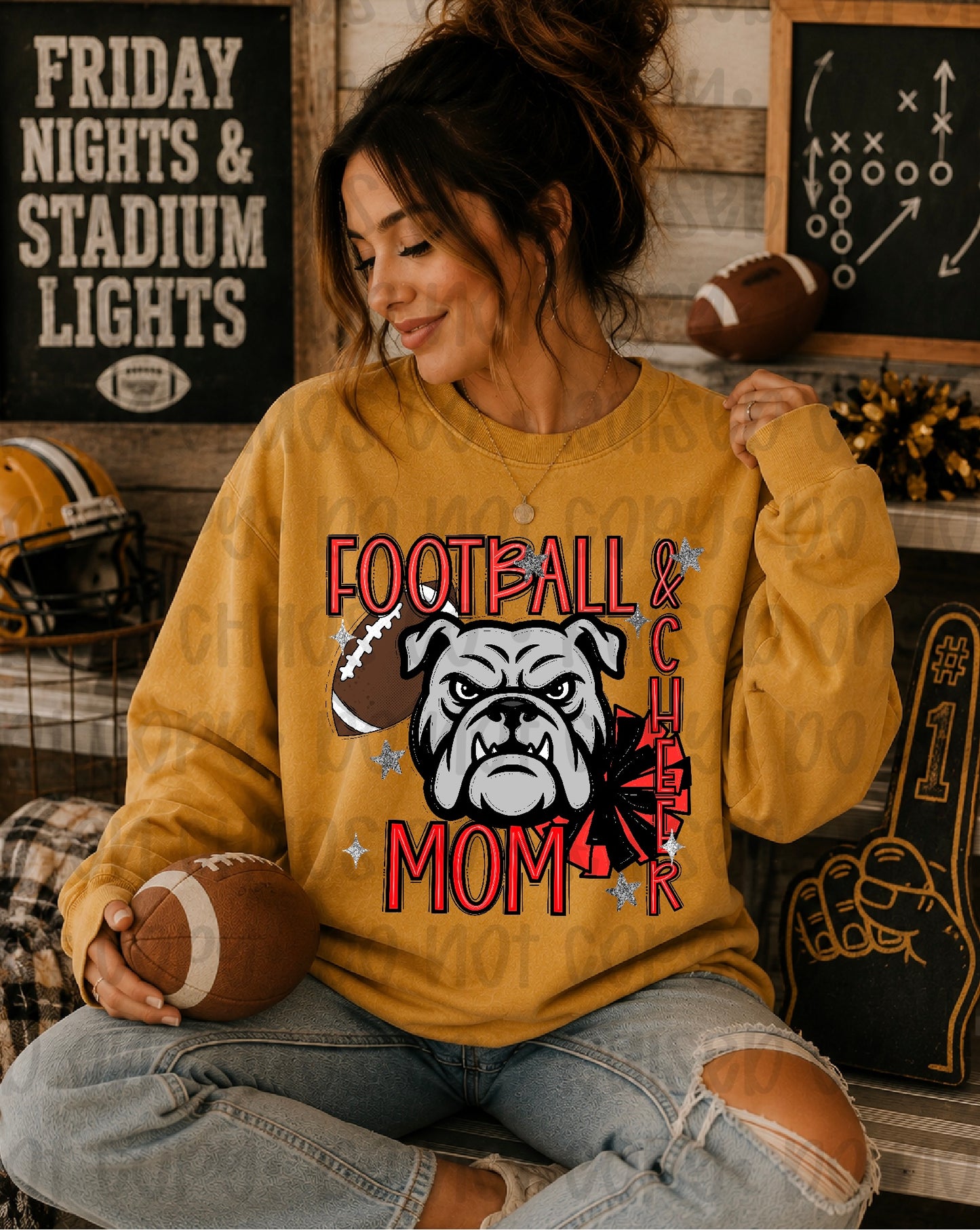 Football & Cheer Mom Bulldogs School Digital Download
