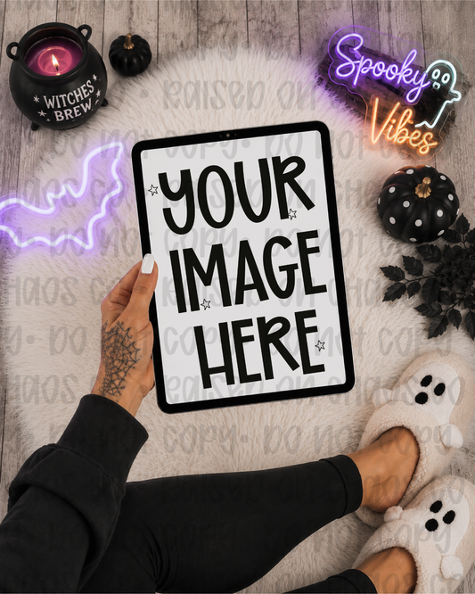 Cute Neon Halloween iPad Mock-up